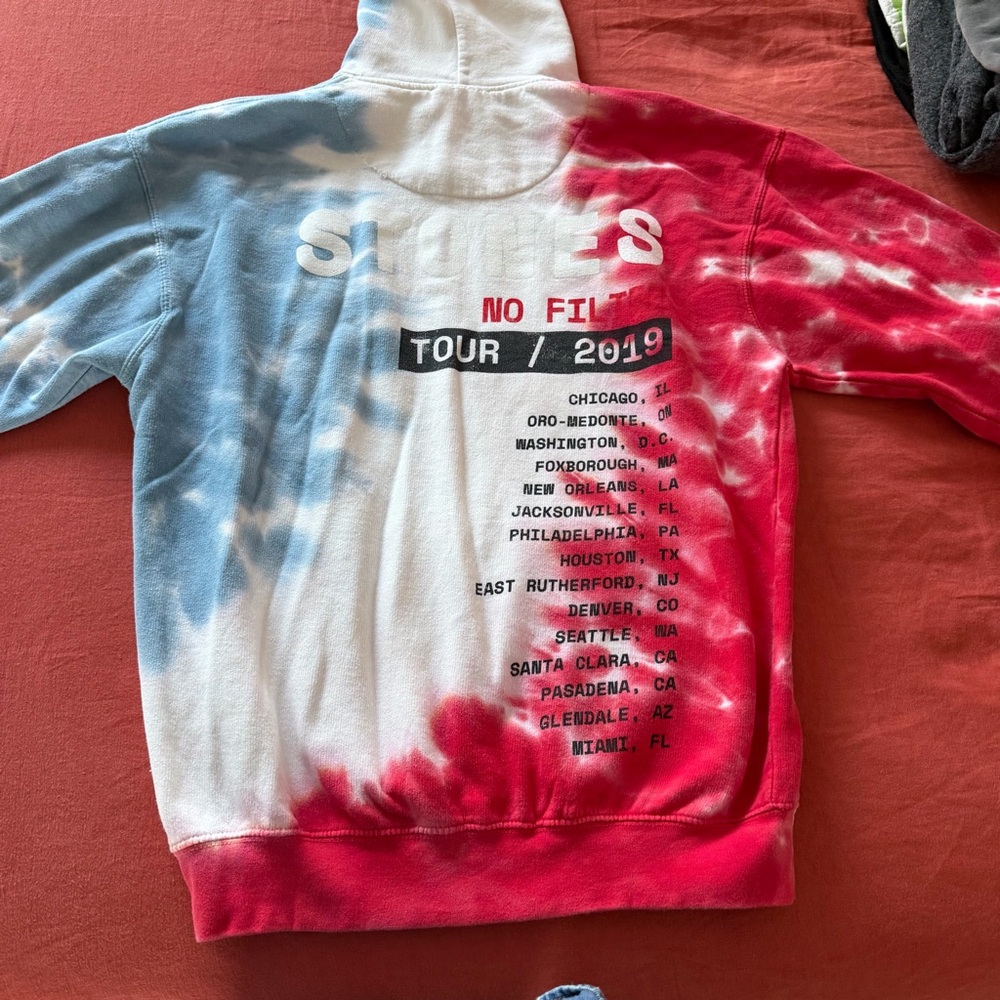 The Rolling Stones Red and Blue Tie-Dye Hoodie - NO FILTER TOUR 2019 - Picture 4 of 6
